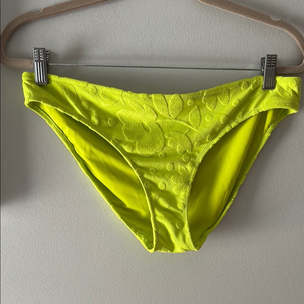 aerie Neon Yellow Textured Bikini Bottoms